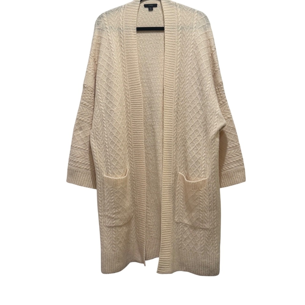 J. Crew Factory Cream Cable Knit Open Cardigan